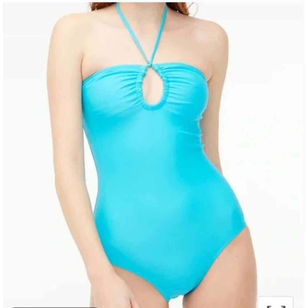 J. Crew Turquoise Keyhole One Piece Swimsuit Summer Beach Resort Size L
